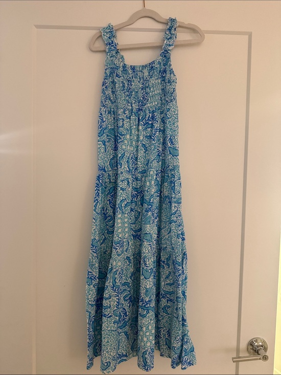 Lilly Pulitzer Dresses & Skirts - Lily Pulitzer Blue Patterned Smocked Maxi Dress- girls size 8-10